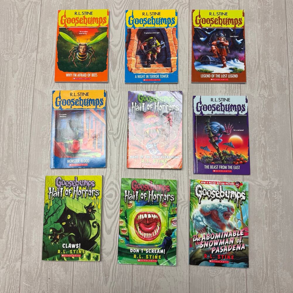 Goosebumps R.L. Stine Book Lot 9 Scholastic Horror Hall of Horrors Vintage Kids